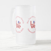 統一された州アメリカ国旗の赤パーソナライズされたい愛 フロストグラスビールジョッキ (正面左)