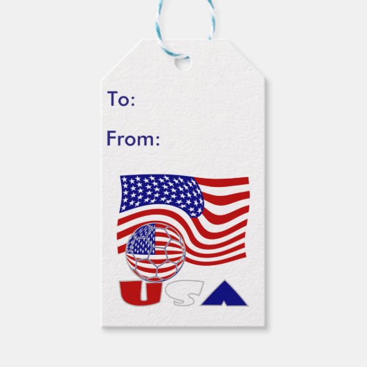 統一された州アメリカ国旗USAサッカーボール ギフトタグ (正面)