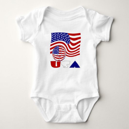 統一された州アメリカ国旗USAサッカーボール ベビーボディスーツ (正面)