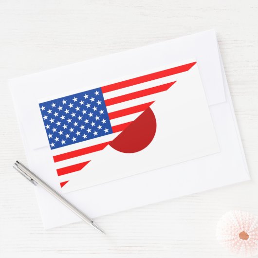 統一された州アメリカ日本半旗アメリカ国 長方形シール (封筒)