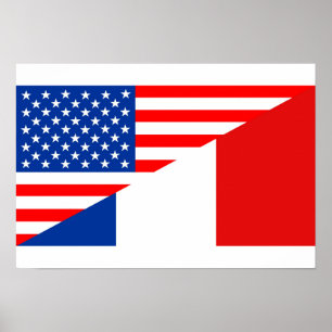 統一された州アメリカfrance half flag usa country ポスター