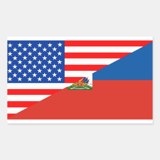 統一された州アメリカhaiti half flag usa country 長方形シール (正面)