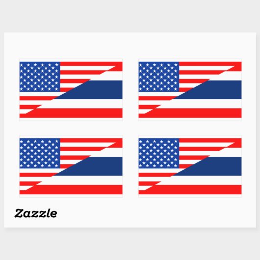 統一された州アメリカthailand half flag usa 長方形シール (シート)