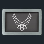 統一された州エアフォースのロゴ – 黒 長方形ベルトバックル<br><div class="desc">このデザインは、青い背景統一されたに表示された公式州エアフォースのロはっきりしたゴを特徴とする。プライド、名誉、伝統を代表して、それは州空軍の奉仕と献身に永遠の統一された賛辞である。</div>