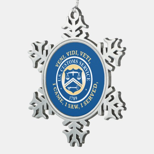 統一された州カスタムサービスのクリスマスオーナメント スノーフレークピューターオーナメント (右)