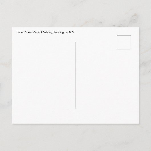 統一された州キャピトル建物、ワシントンDC ポストカード (裏面)