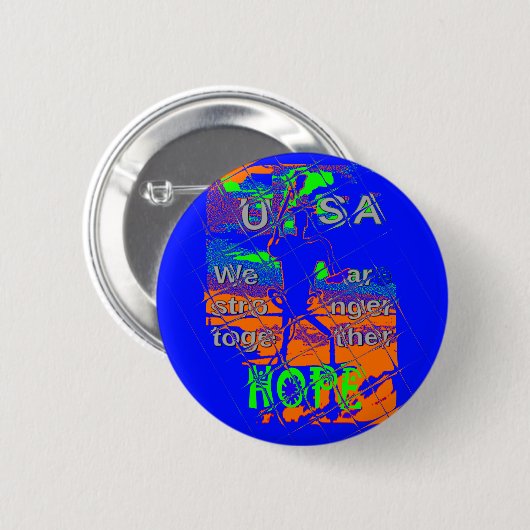 統一された州サイケデリック:ブルーユニティ・アート 缶バッジ (正面&裏面)