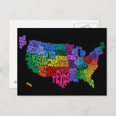 統一された州タイポグラフィ文字マップ ポストカード (正面/裏面)
