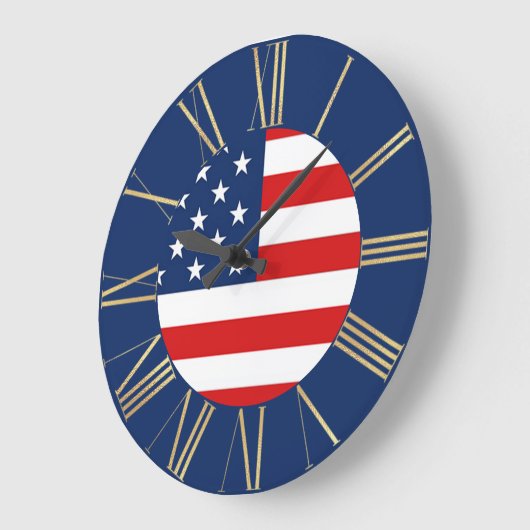 統一された州フラグの青い大きな時計 ラージ壁時計 (傾斜)