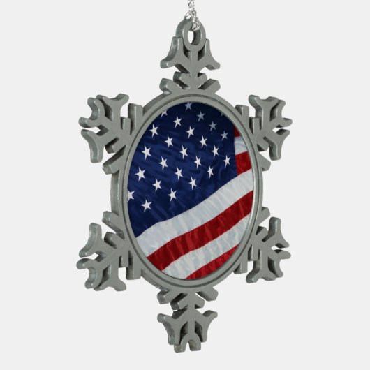 統一された州フラグオーナメント スノーフレークピューターオーナメント (左)