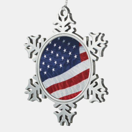 統一された州フラグオーナメント スノーフレークピューターオーナメント (右)