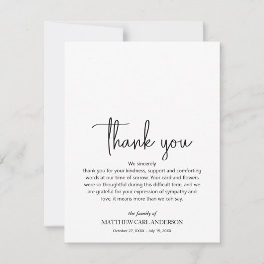 統一された州フラグ葬儀の写真 サンキューカード (裏面)