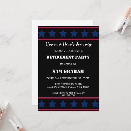 統一された州フラグ軍隊退職招待状 招待状 (正面/裏面インサイチュ)