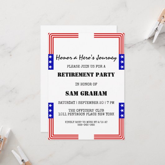 統一された州フラグ軍隊退職招待状 招待状 (正面/裏面インサイチュ)