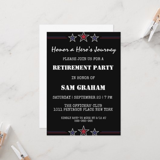 統一された州フラグ軍隊退職招待状 招待状 (正面/裏面インサイチュ)
