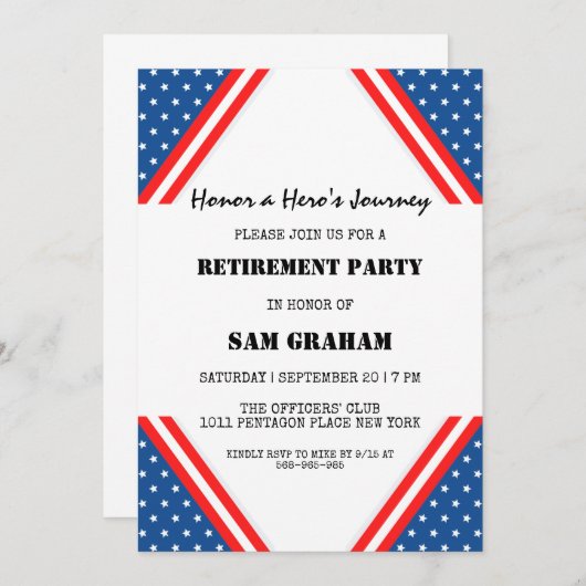 統一された州フラグ軍隊退職招待状 招待状 (正面/裏面)