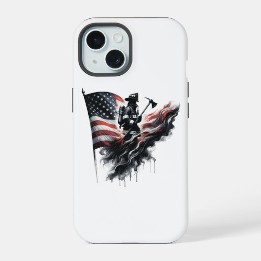 統一された州フラグ。消防士 iPhone 15ケース (裏面)