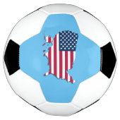 統一された州マップとフラグ赤白青 サッカーボール (回転)