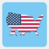 統一された州マップとフラグ赤白青 スクエアシール (正面)