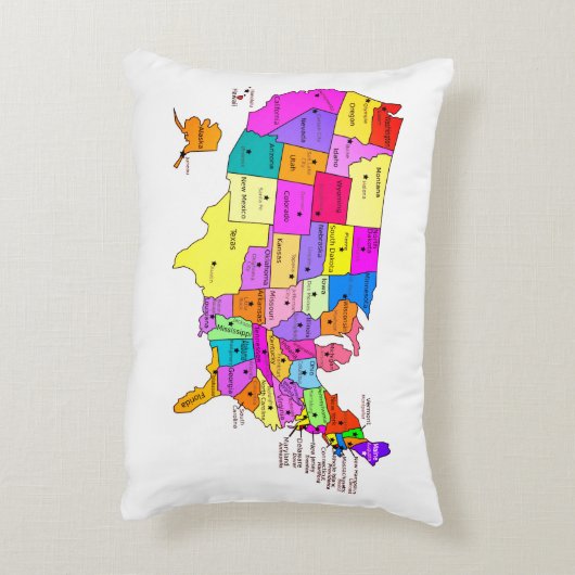 統一された州マップ州名と大文字 アクセントクッション (裏面(縦))