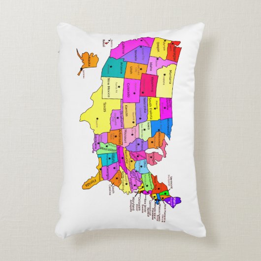 統一された州マップ州名と大文字 アクセントクッション (正面(垂直))