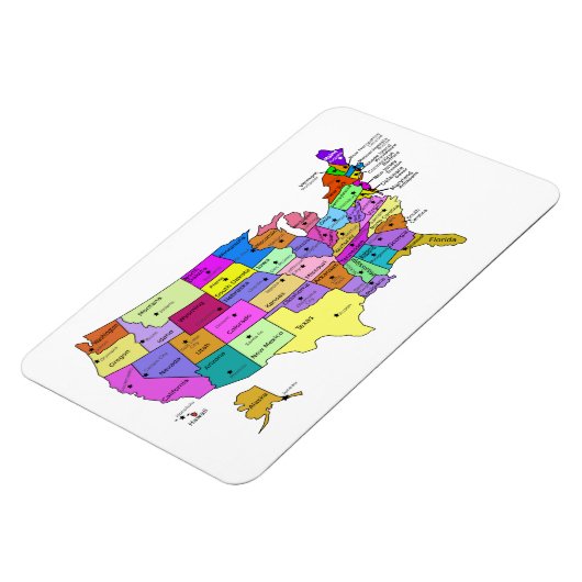 統一された州マップ州名と大文字 マグネット (左側)