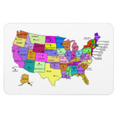 統一された州マップ州名と大文字 マグネット (横)