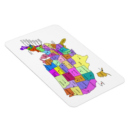 統一された州マップ州名と大文字 マグネット (右側)