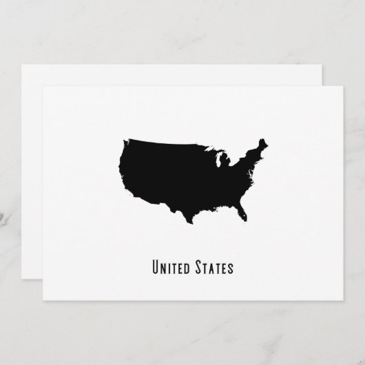 統一された州マップ – 白黒モダン 招待状 (正面/裏面)