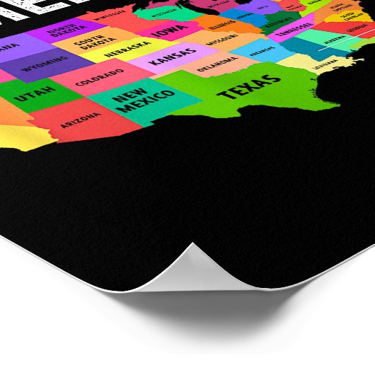 統一された州マップTシャツ米国旅行ギフト ポスター (角)