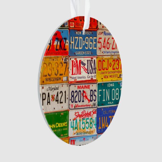 統一された州ライセンスプレートアートアメリカ オーナメント (正面)