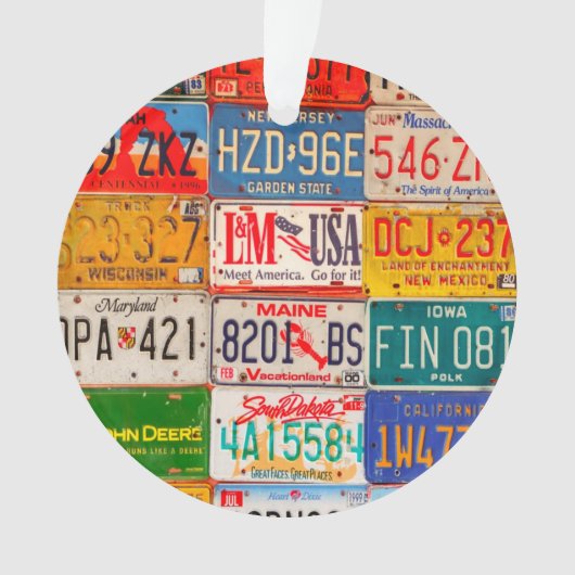統一された州ライセンスプレートアートアメリカ オーナメント (正面)