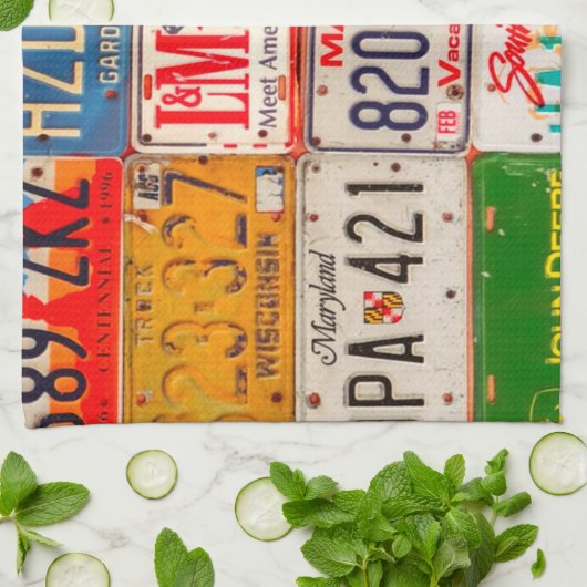 統一された州ライセンスプレートアートアメリカ キッチンタオル (折り畳み)