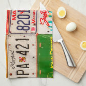 統一された州ライセンスプレートアートアメリカ キッチンタオル (四つ折り)