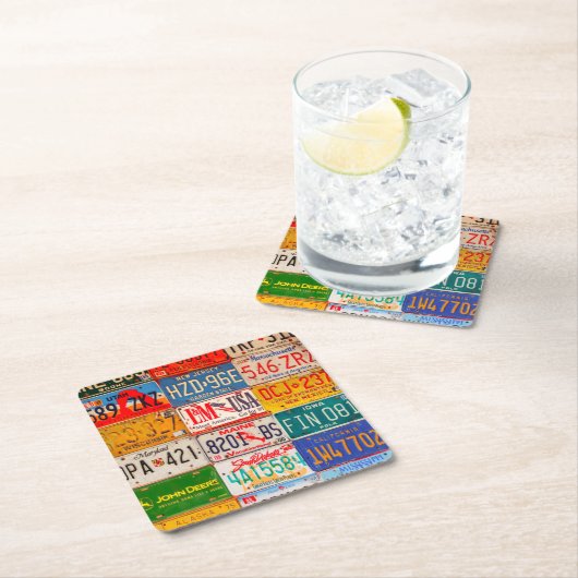 統一された州ライセンスプレートアートアメリカ スクエアペーパーコースター (インサイチュ)