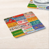 統一された州ライセンスプレートアートアメリカ スクエアペーパーコースター (アングル)