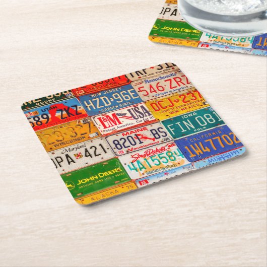 統一された州ライセンスプレートアートアメリカ スクエアペーパーコースター (アングル)