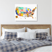 統一された州ライセンスプレートマップキャンバスプリント キャンバスプリント (インサイチュ (寝室))