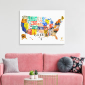 統一された州ライセンスプレートマップキャンバスプリント キャンバスプリント (インサイチュ (リビング))