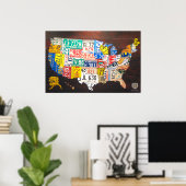 統一された州ライセンスプレートマップポスター ポスター (ホームオフィス)