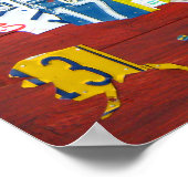 統一された州ライセンスプレートマップ2011赤バージョン ポスター (角)