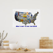 統一された州ライセンスプレートマップ ポスター (キッチン)