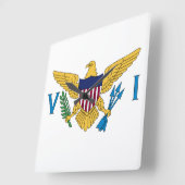 統一された州ヴァージン諸島国旗 スクエア壁時計 (傾斜)