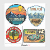 統一された州ヴィンテージスタイルトラベルシール シール (シート)