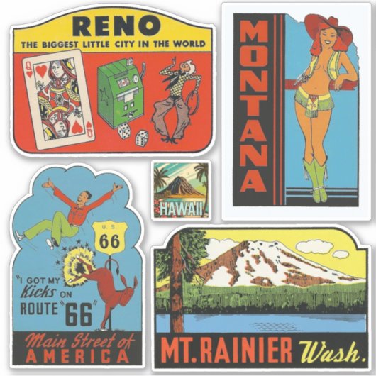 統一された州ヴィンテージスタイルトラベルシール シール (正面)