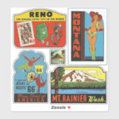 統一された州ヴィンテージスタイルトラベルシール シール (シート)