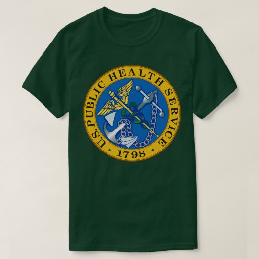 統一された州公衆衛生サービスシールカラー Tシャツ (デザイン正面)