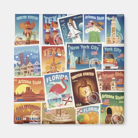 統一された州切手 マグネット (正面)