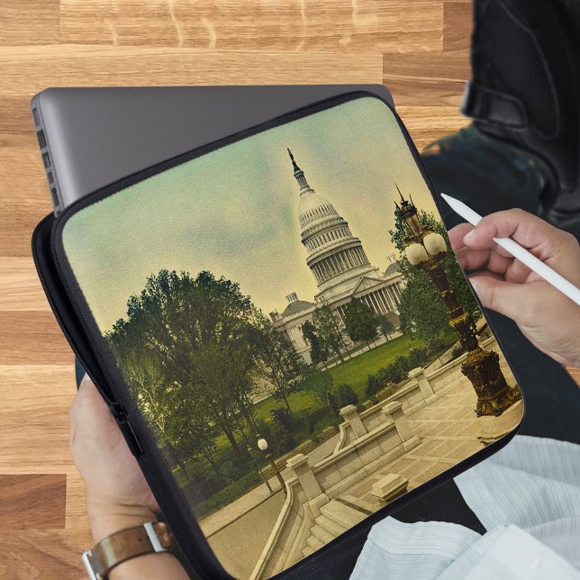 統一された州図書室ステップ日付1898 ラップトップスリーブ (United States Capitol from Library Steps Date 1898 Laptop Sleeve)
