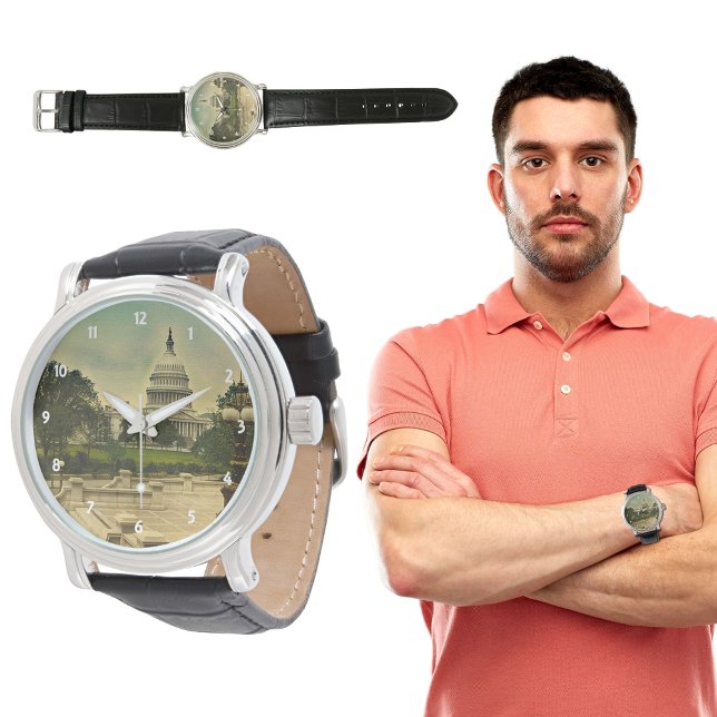 統一された州図書室ステップ日付1898 腕時計 (United States Capitol from Library Steps Date 1898 Watch)